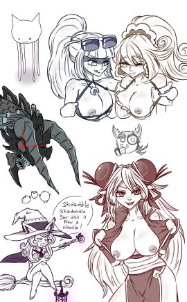 4girls alternate_form breasts breasts_out broom casting_spell cat_(battle_cats) cat_girl catgirl chinese_clothes comparing_breasts convenient_censoring demon detective_vigler digital_media_(artwork) dragon emoji erect_nipples female galaxy_gals gross_cat jumping kai_(battle_cats) lactation large_breasts light_skin lilin_(battle_cats) lizardio long_hair looking_at_breasts looking_at_viewer milk monocle nipples nude nyanko_daisensou pai-pai ponytail pressing_breasts_together questionable_consent revealing swimsuit teenager the_battle_cats thighs vars_(battle_cats) witch witch_cat