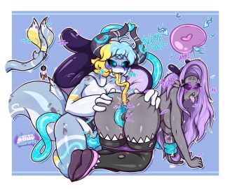 absurd_res ahe_gao anal anal_orgasm anal_sex animal_humanoid annelid annelid_humanoid antennae_(anatomy) anthro anus aquatic_dragon ass ass_grab big_ass big_breasts big_butt big_tail black_sclera blonde_hair blue_body blue_eyes blue_hair blush bodily_fluids breasts butt_grab clitoral_hood clitoris clothed clothing clothing_aside cum cum_in_ass cum_in_pussy cum_inside digital_media_(artwork) double_penetration dragon dreamcatcher drooling duo eyelashes female female/female fin fish fish_humanoid footwear genital_fluids genitals glowing hair hand_on_ass hand_on_butt hanging_breasts heart_eyes heart_symbol hi_res horn humanoid hybrid impregnation kneeling lactating leech_humanoid legwear logo long_hair long_tongue looking_pleasured marine marine_humanoid markings multicolored_hair mythological_creature mythological_scalie mythology nipples nova_(supersoupnova) nude onomatopoeia open_mouth oral orgasm orgasm_face ovum panties panties_around_thighs panties_aside panties_down partially_clothed penetration pink_tongue purple_eyes purple_genitals purple_hair purple_nipples purple_pussy pussy rimming rimming_female saliva scalie sex shark shark_humanoid sharp_teeth shoes simple_background smile sound_effects sperm_cell spots spotted_body supersoupnova tail tail_motion tailwag teeth tentacle tentacle_sex text thick_thighs thigh_highs tongue tongue_out torn_clothing two-tone_hair underwear underwear_aside underwear_down vaginal_fluids vaginal_penetration water_tentacles wet white_body wide_hips yellow_genitals yellow_pussy yellow_tongue