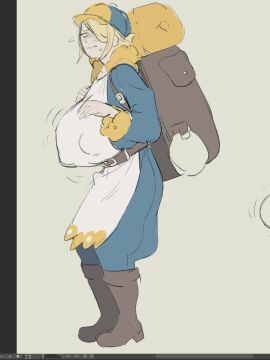 1boy boner breasts busty_male huge_breasts male male_with_breasts milk10pm nipple_bulge pokemon pokemon_legends:_arceus volo_(pokemon)