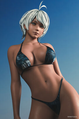 1girls 3d athletic athletic_female beach big_breasts bikini blue_eyes blue_hair breasts busty dark-skinned_female dark_skin dead_or_alive dead_or_alive_xtreme_venus_vacation female female_focus female_only hourglass_figure outdoors outside patty_(dead_or_alive) rantdox short_hair solo tagme wide_hips