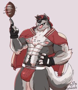 abs anthro biceps big_bulge bulge canid canine canis fenrir_(wolfshirtart) flaccid fur furry halloween holidays jockstrap male male_only muscular muscular_anthro muscular_male pecs penis solo solo_male twitter_user_oc underwear werecanid werecanine werewolf wolf wolfshirtart