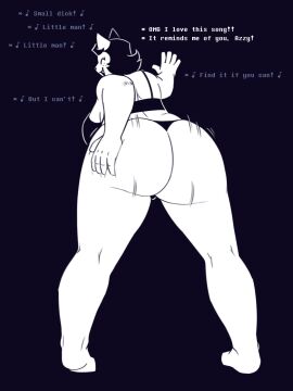 anthro asriel_dreemurr ass big_ass big_butt bikini catty_(undertale) clothing deltarune dracozhilla felid female grab_the_butt happy hi_res humiliation lyrics male mammal mentioned_character offscreen_character offscreen_male penis penis_humiliation shake slightly_chubby small_penis_humiliation smile solo swimwear twerking two-piece_swimsuit undertale undertale_(series) underwear