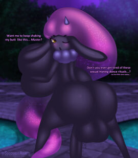absurd_res amber_eyes anthro ass ass_focus ass_shake backsack balls ballsack big_ass big_balls big_breasts big_butt big_penis black_body blush breasts bubble_ass bubble_butt curvy_figure daedream dark_skin dialogue dickgirl digital_drawing_(artwork) digital_media_(artwork) english english_text forest fur furry futa_only futanari grabbing grabbing_breasts grabbing_own_breast hair hair_around_leg horns hourglass_figure huge_ass huge_balls huge_breasts huge_butt huge_cock huge_thighs humanoid intersex intersex_focus long_ears long_hair looking_at_viewer looking_back nirriti no_nipples nude nude_intersex one_eye_closed open_mouth pal_(species) palworld penis pocketpair shaded solo squeezing squeezing_breast squished_breasts talking talking_to_viewer text thick_ass thick_thighs thin_waist twerk twerking voluptuous voluptuous_futa water wide_hips