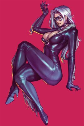1girls 2023 big_breasts black_cat_(marvel) blue_eyes bodysuit breasts choker collar curvy curvy_body curvy_female curvy_figure digital_drawing_(artwork) digital_media_(artwork) felicia_hardy female female_only hips hourglass_figure light-skinned_female light_skin long_hair looking_at_viewer marvel marvel_comics mask masked masked_female mature mature_female pinup rim_jims ring skin_tight spider-man_(series) superheroine tight_bodysuit tight_clothes tight_clothing voluptuous voluptuous_female waist white_fur white_hair zipper zipper_pull_tab