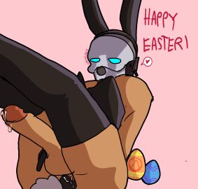 1boy 2d anal_plug bunny_ears bunny_tail bunnysuit buttplug buttplug_in_ass buttplug_tail civil_protection_(half-life_series) combinefucker69 crossdressing easter_egg easter_eggs eggs english_text erection gas_mask half-life_(series) half-life_2 hand_on_crotch hard_on human male male_only mask masked masked_male precum solo solo_focus stockings text