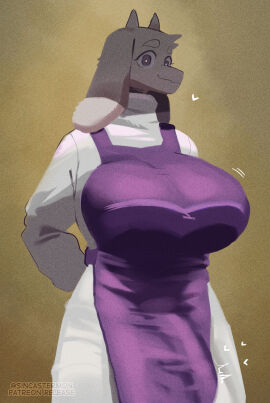 anthro apron big_breasts breasts futa_only futanari intersex sincastermon source_request toriel undertale