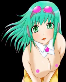 1girls aquamarine_hair areolae ascot black_background blossomtea breasts edit ell182a_(masa_works_design) eyes_visible_through_hair eyewear female goggles green_eyes green_hair gumi ibispaintx layered_skirt masa_works_design medium_aquamarine_hair medium_hair megpoid_gumi miniskirt mv_character nipples nude nude_edit nude_filter orange_skirt pandemic_love_distortion_(vocaloid) partially_nude pink-tinted_eyewear pink_nipples poorly_edited self_upload shiny shiny_body shiny_eyes shiny_hair shiny_nipples shiny_skin simple_background skirt solo tanlines third-party_edit tinted_eyewear tsurime upper_body vocaloid yellow_skirt