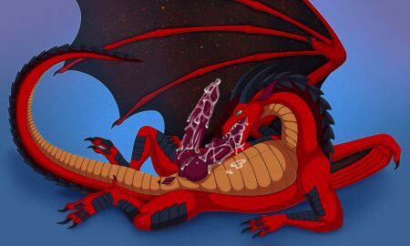 2_penises animal_genitalia animal_penis anus autofellatio big_penis bodily_fluids cloudspotter_(character) cum cum_in_mouth cum_in_own_mouth cum_in_self cum_inside cum_on_penis cuntboy cuntboy_sans_balls diphallia diphallism dragon drinking drinking_cum erection european_mythology feral genital_fluids genitals hemipenes herm hermaphrodite hi_res horn intersex knot knotted_penis lying male maleherm masturbation membrane_(anatomy) membranous_wings multi_genitalia multi_penis mythological_creature mythological_scalie mythology nightwing_(wof) nude on_back oral oral_masturbation oral_penetration orgasm penetration penile penile_masturbation penile_penetration penis pussy r-z re-re red_body red_scales scales scalie skywing_(wof) solo tail tongue western_dragon wings wings_of_fire zetsin
