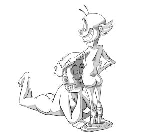 1boy 1girls billy_buckaroo doctor_who female harmfulplant line_art male mr_ring-a-ding nude real_person self_insert