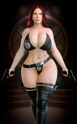 1girls 3d areola_slip armed belly_button belt big_breasts bikini black_widow_(marvel) breasts busty detailed_background dual_wielding female female_only front_view gun holding_object holding_weapon human human_only legwear long_hair looking_away marvel marvel_comics midriff natasha_romanoff pistol red_hair scarlett_johansson snoopz solo solo_female standing superheroine swimsuit thigh_strap three-quarter_portrait weapon