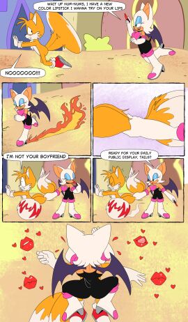 2_tails age_difference amateur_artist applying_lipstick applying_makeup bat bat_ears bat_girl bat_wings blue_eyeshadow chowder_(series) clothed_female comic dialogue eyelashes eyeshadow female female_on_male female_on_top fox fox_ears fox_tail grabbing grabbing_from_behind grabbing_tail hearts kiss kiss_mark kissing male male_victim miles_prower miles_tails_prower multi_tail mwah non-human older_female panels puckered_lips red_lips red_lipstick red_lipstick_mark reverse_rape rouge_the_bat running running_away smooch sonic_(series) story swain_(artist) tails tails_the_fox tongue trying_to_break_free trying_to_escape trying_to_resist unknown_artist victim victim_anthro victim_male white_body white_fur yellow_body yellow_fur younger_male