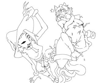 all_the_way_through animated anthro beamboi beamerbruh blunt_bangs bottomless breasts cat_witch_(smekbo) clothed clothing domestic_cat duo female hat headgear headwear heart-shaped_pupils heart_eyes heart_symbol high-angle_view humanoid monochrome nipples nude penetration pussy sewn_mouth short_playtime smekbo smile stomach_bulge suspension tentacle tentacle_sex vaginal_penetration vine_bondage vine_tentacles witch_hat