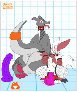 amphibian anthro ass balls charizard claws clothing collar digital_media_(artwork) dildo duo feet femboy fishnet_clothing fishnet_legwear flipnote_studio_(artwork) flipnotecreation frog generation_1_pokemon generation_3_pokemon genitals hand_on_ass hand_on_butt hi_res legwear looking_at_viewer male male/male nintendo on_bottom on_top pleased_expression pokemon pokemon_(species) reverse_cowgirl_position sex sex_toy spiked_collar spikes thick_dildo tongue tongue_out zangoose
