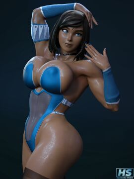 1girls 3d abs armband arms_above_head avatar_legends bare_shoulders biceps big_breasts black_hair blue_eyes breasts casual dark-skinned_female dark_skin female female_only hagiwara_studio korra large_breasts long_hair looking_at_viewer muscular muscular_female nickelodeon nicktoons pinup ponytail posing realistic smooth_skin solo standing the_avatar the_legend_of_korra thick_thighs tomboy toned toned_female water_tribe wristband
