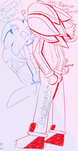 1sus2person3 2male 2males anthro anthropomorphic big_penis flustered flustered_male gay hedgehog hedgehog_boy hedgehog_humanoid hedgehogs homo homosexual huge_cock hyper_genitalia hyper_penis lgbt lgbtq lgbtq+ please_speed_i_need_this_:( rubbing_penis shadonic shadow_the_hedgehog shy shy_male sitting_on_penis size_difference sonadow sonic_(series) sonic_the_hedgehog sonic_the_hedgehog_(series) tail_motion tail_wag tail_wagging talking text text_bubble wagging_tail what words writing