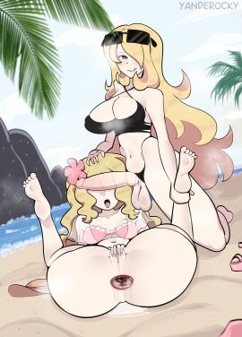 1futa 1girls absurd_res after_anal after_sex anus artist_name ass balls barefoot beach big_breasts big_penis bikini bikini_aside black_bikini black_eyes blonde_hair blush bottomless breasts caitlin_(pokemon) cant_see_the_haters cleavage clothed clothed_sex creatures_(company) cum cum_drip cum_in_ass cum_inside cynthia_(pokemon) elite_four erection feet female foreskin futa_on_female futanari game_freak gaping gaping_anus hair_flower hair_over_one_eye heart heart-shaped_pupils hi_res huge_cock human intersex kneeling large_breasts legs_up licking_lips light-skinned_female light-skinned_futa light_skin lipstick_mark lipstick_on_penis long_hair looking_at_viewer navel nintendo open_mouth outdoors palm_tree penis penis_awe penis_over_eyes pokemon pokemon_champion pokemon_dppt pussy pussy_juice small_breasts spread_legs sunglasses sunglasses_on_head swimsuit testicles tongue tongue_out tree uncensored uncircumcised uncut very_long_hair water yanderocky