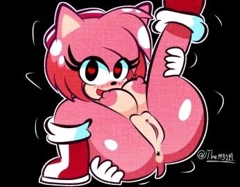 amy_rose anthro anus big_breasts black_background black_eyes blush breasts clothing diego_mejia eulipotyphlan eyelashes female footwear fur genitals hair hat headgear headwear heart_eyes heart_symbol hedgehog looking_at_viewer mammal naked_footwear nipples nude open_mouth outline pink_body pink_fur pink_hair presenting presenting_pussy pussy red_clothing red_footwear sega short_tail simple_background solo sonic_(series) sonic_the_hedgehog_(series) tail white_outline