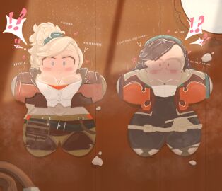 !? 2025 2d 2d_(artwork) 2girls after_transformation alma_(monster_hunter_wilds) blonde_female blonde_hair brainwashing brown-haired_female brown_hair capcom color colored commission cookie cup dialogue digital_media_(artwork) english_text eyes_open female female_focus female_only food food_transformation fully_clothed gemma_(monster_hunter_wilds) gingerbread_cookie glasses hypnosis inanimate inanimate_transformation mind_control monster_hunter monster_hunter_wilds muzzztang03 pleasured post-transformation speech surprised table text transformation