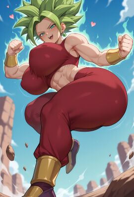 ai_generated athletic_female bare_thighs big_ass big_butt cyan_eyes dragon_ball dragon_ball_super fat_ass gigantic_ass gigantic_breasts green_hair huge_breasts huge_thighs kefla light-skinned_female light_skin looking_down low-angle_view massive_ass massive_breasts modeus14 muscular_female saiyan saiyan_female smiling solo_female spiky_hair squatting sweat sweatdrop tank_top thick_body thick_female thick_thighs thighs tomboy voluptuous voluptuous_female yoga_pants