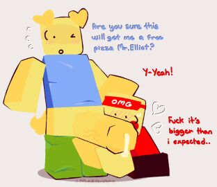 2boys accurate_robloxian artist_name big_penis blocky_body blush cum_drip dialogue elliot_(forsaken) english_text forsaken_(roblox) gay hearts horny male meepware noob_(forsaken) pants_down penis penis_out roblox roblox_game robloxian source_request sweat tagme text watermark