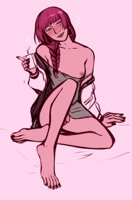 1futa areolae artistic_nude benveydrawsmore blush blush_lines bocchi_the_rock! bottomless braided_hair braided_ponytail breasts drunk earrings flaccid foreskin futanari green_dress hiroi_kikuri intersex jacket jacket_off_shoulders juice_box legs_apart long_hair long_nails looking_at_viewer nail_polish nipples nude penis penis_out penis_peek pinup ponytail purple_eyes purple_hair ribbon ribbon_in_hair sharp_teeth sitting small_breasts solid_color_background solo solo_futa strap_slip trans_woman transfem uncircumcised uncut