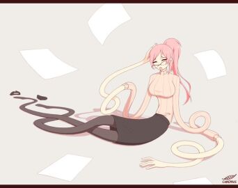 1girls big_breasts breasts closed_eyes elastic elastic_arms elastic_body elastic_legs female glasses office_lady pantsudesu pantyhose pink_hair saki_(pantsudesu) skirt stretchy stretchy_arms stretchy_body stretchy_legs sweater