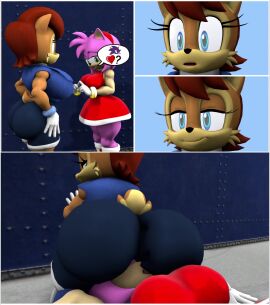2girls 3d 3d_animation amy_rose animated anthro ass ass_worship big_ass big_breasts bottom_heavy breasts bubble_butt chipmunk clothing crop_top dress facesitting fat_ass female female_only furry furry_only hedgehog huge_ass large_ass licking licking_ass lying lying_on_back massive_ass no_sound potatermino_(artist) sally_acorn shorts sitting sitting_on_face sitting_on_person sonic_(series) sonic_the_hedgehog_(series) thick_ass thick_thighs tongue tongue_out video wide_hips yuri
