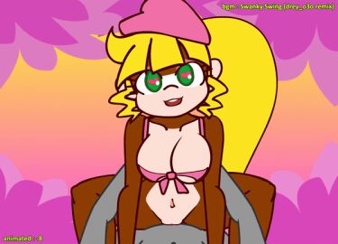 1boy 1girls animated anthro belly_button big_breasts big_hair blonde_hair breasts brown_fur cowgirl_position dixie_kong dixie_kong_animation_(minus8) donkey_kong_(series) eyeshadow female green_eyes grey_body haplorhine hat heart-shaped_pupils long_hair male male/female minus8 monkey monkey_girl navel nintendo pink_hat primate sex tagme