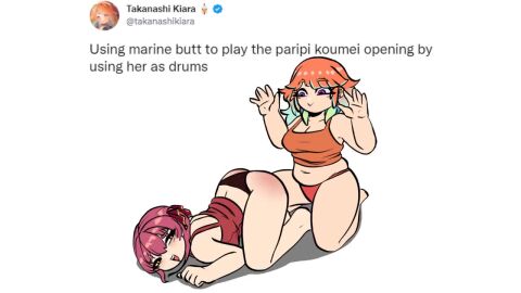 2girls animated ass big_breasts black_panties breasts confirmed female female_only happy heterochromia hololive hololive_english hololive_fantasy hololive_japan hololive_myth houshou_marine mp4 multiple_females multiple_girls music orange_hair orange_panties peagade purple_eyes red_eye red_hair simple_background sound tagme takanashi_kiara twitter_username two-tone_hair video virtual_youtuber yellow_eye yuri