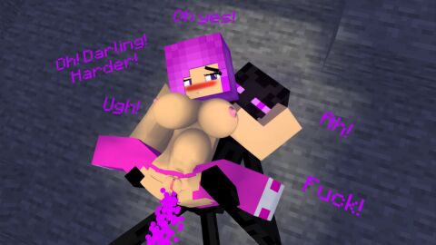 1boy 1girls 3d black_body breasts cave cum cum_in_pussy cum_inside enderman erect_nipples erect_penis female from_behind horny_female human_female male mine-imator minecraft monster nipples penis pink_hair pink_stockings pinkechan pnike_(pinkechan) purple_eyes purple_penis pussy standing_sex tagme vaginal_penetration