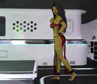 1girls 3d barefoot belly_dancer belly_dancer_outfit black_hair dancer dancer_outfit female green_skin loincloth orion_(species) orion_slave_girl slave slave_girl slave_outfit sparky000 star_trek
