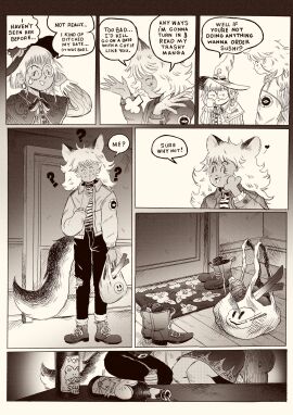 2girls bonnie_guerra bxxxnie clothed comic female monochrome tagme werewolf witch_hat