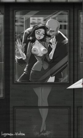 1boy 1girls against_glass animated areolae black_and_white blush bottomless_skirt breast_on_glass breasts breasts_out cum_drip cum_dripping_out_of_pussy cumpool curvy erect_nipples exposed_breasts exposed_nipples female femsub fingering fingering_through_clothes groping groping_crotch larger_male legoman looking_pleasured male maledom meg_(paperman) netorare nipples ntr office_clothing office_lady paperman_(film) petite_body pool_of_cum public pussy pussy_juice small_breasts stealth_fingering train transportation uncomfortable vintem