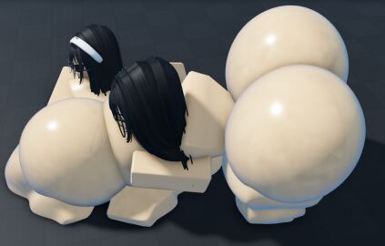 2girls 3d baseplate bending_over bent_over deviantart elma_(trippinguy) emelie_(trippinguy) fat_ass female huge_ass massive_ass naked nude oc original_character original_characters roblox roblox_studio robloxian source_request tagme thick thick_ass trippinguy