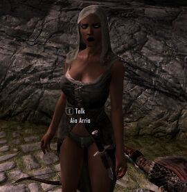 1girls 3d bow_(weapon) dagger female hood mod panties skyrim the_elder_scrolls weapon