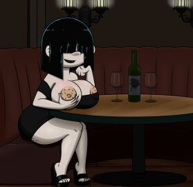 1girls aged_up ass big_ass big_breasts big_butt black_hair boob_window breast_grab breasts breasts_out casual casual_nudity clothed covered_eyes dress female female_focus female_only grabbing_own_breast hair_between_eyes huge_ass huge_breasts light-skinned_female light_skin lucy_loud mature_female nickelodeon nipples_visible_through_clothing no_bra pale-skinned_female pale_skin paramount_pictures public public_nudity takeshi1000 teasing the_loud_house thick_thighs tube_dress underass wide_hips