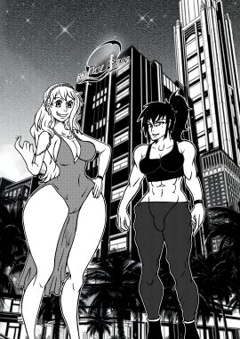 1futa 1girls ai_assisted big_ass big_breasts big_hips big_penis black_and_white club dress futanari hand_on_hip inviting leonie_tax long_hair looking_at_viewer looking_down manga manga_style milky_bay muscular muscular_futa nami nami_(one_piece) nightclub ponytail science_fiction smile