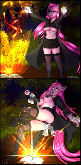 1girls breasts bronie caliluminos censored equine fanart female halloween masturbation my_little_pony necromancer pinkamena pony pussy vagina witch ych
