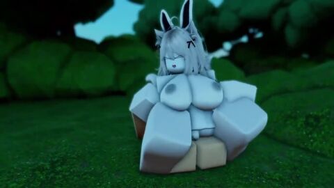 1boy 1girls animated balls_deep bouncing_breasts bunny_ears closed_eyes female_on_top kinlyrr kinny_the_bunny_(kinlyrr) light-skinned_male nature nature_background outside outside_sex park public_sex riding_penis slow_sex sound tagme video white_hair white_skin