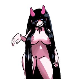 2d alien alien_girl black_hair busty demon demon_girl demon_horns female female_focus female_only goth goth_girl henfent hourglass_figure long_hair monica_(inker_comics) pale-skinned_female pale_skin slime slime_girl tagme wide_hips