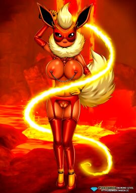 1girls anthro anthro_only bbmbbf bondage_gear bondage_outfit bracelet bracelets breasts collar_ring diamond_level dominatrix domino_mask eeveelution female female_focus female_pokemon fishnets flareon high_heels huge_breasts masked_girl nintendo nipple_chain nipple_piercing nipples nude nude_female nudity palcomix piercing pietros_secret_club pokemon pokemon_(game) pokemon_(species) pokepornlive red_panties red_stockings shoes spiked_anklet spiked_bracelet spiked_collar stockings stockings_only whip whip_marks