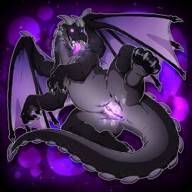 1:1 absurd_res bodily_fluids breath claws cosmic_background dragon drooling ender_dragon female feral finger_claws genital_fluids genitals glowing glowing_eyes glowing_genitalia glowing_vulva hi_res messy microsoft minecraft mojang mythological_creature mythological_scalie mythology pattern_background pawpads paws presenting presenting_vulva saliva scalie simple_background solo space space_background spread_legs spreading teeth teeth_showing toe_claws tongue tongue_out vaginal_fluids vulva wing_claws wings woogigooie xbox_game_studios