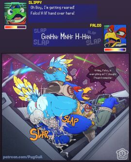 amphibian anal anal_sex anatid anseriform anthro anus arwing ass avian avian_feet backsack balls balls_slap ballsack bareback baseball_cap beak bird black_speech_bubble blue_body blue_clothing blue_eyes blue_hat blue_headwear blush blush_lines bodily_fluids bottomless bottomless_male bouncing_balls breath calling_for_help chastity_cage chastity_device clothed clothing cockpit comic communicator cum cum_drip cum_in_ass cum_inside cum_on_balls cum_on_chastity_cage cum_on_seat dialogue dogfight dominant dominant_male dripping duck earpiece earpiece_microphone erection excessive_cum excessive_genital_fluids facial_markings falco_lombardi falcon falconid feather_hair feathered_tail feathers frog from_behind_position futuristic gameplay_mechanics gay gay_anal gay_domination gay_male gay_sex genital_fluids genitals green_body green_eyes group gui hat head_markings headgear headset_microphone headshot_portrait headwear health_bar helpless hi_res humor humor_porn joke kerchief laser_beam male male/male markings mask_(marking) metal_chastity_cage mounting name_in_dialogue neckerchief nintendo one_eye_closed one_page_comic open_mouth panicking penetration penile penile_penetration penis penis_in_ass pixelated_text portrait pseudo_hair puggy questionable_consent rear_view red_kerchief red_markings red_neckerchief rough_sex saliva screen sex slap slippy_toad sound_effects space spacecraft spacescape square_speech_bubble star star_fox starfox_logo sweat sweatdrop tail taylor_vee text three-quarter_view thrusting tongue topwear trio url user_interface vehicle vest video_call video_game_reference watermark white_clothing white_text white_topwear white_vest worried yaoi yellow_beak yellow_text