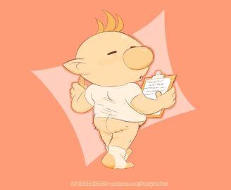 1boy alien alien_humanoid ass big_ass big_butt big_nose brown_hair chubby goatene hairy_ass hocotatian male male_only naughtybassard oblivious olimar pantsless pikmin pointy_ears solo torquewintress