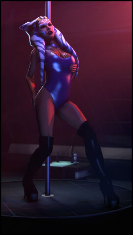 1girls 3d ahsoka_tano alien alien_girl alien_humanoid bar blue_clothing bodysuit boots breast_grab breasts closed_eyes clothed dancing dark_room facial_markings female female_focus female_only fishnet fishnet_bodysuit foab30 footwear full_body groping groping_self heel_boots heels high_heel_boots horn humanoid indoors knee_boots leotard nightclub orange_body platform_heels pole pole_dancing shoes solo stage standing star_wars star_wars_rebels strip_club stripper stripper_pole tentacle_hair