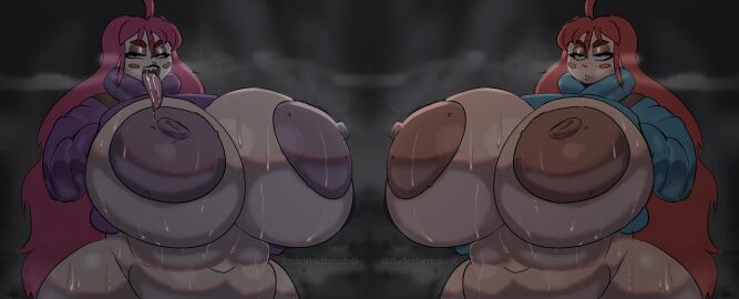 2024 2d 2d_(artwork) 2d_artwork 2girls badeline big_breasts big_thighs breasts celeste_(game) colossal_breasts curvy curvy_body curvy_female curvy_figure curvy_thighs erect_nipples female female_focus female_only giant_breasts gigantic_breasts glistening glistening_body glistening_breasts glistening_skin huge_breasts huge_thighs indie_game large_breasts large_thighs long_hair looking_at_viewer looking_pleasured madeline_(celeste) massive_breasts mouth mouth_open orange_hair pale-skinned_female pale_skin plump plump_breasts plump_thighs purple_hair saliva saliva_drip saliva_on_tongue saliva_string sharp_teeth shiny shiny_ass shiny_butt shiny_hair shiny_skin shiny_thighs steam steaming_body steamy sweat sweatdrop sweating sweaty thicc thick thick_thighs thighs tongue tongue_out video_game_character video_games white_skin white_skinned_female