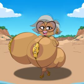 1girls beach big_ass big_breasts bikini bimbo_body breasts dark-skinned_female dark_skin disney disney_channel female female_focus female_only gilf grandmother grey_hair huge_breasts nin_suksai older_female shortstack sling_bikini slingshot_swimsuit the_ghost_and_molly_mcgee turboranger