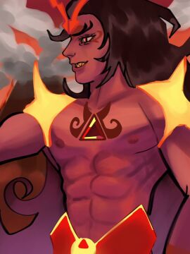 1boy akipooks armor burning_spice_cookie cookie_run half-dressed male smiling solo solo_male