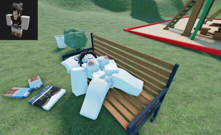 1girls 3d barefoot bench big_breasts breasts clothes_on_floor completely_nude female female_only full_body masturbation naked naked_female ninjashyper2 nude nude_female park park_bench public public_exposure public_masturbation public_nudity reference_image roblox roblox_avatar robloxian self_upload solo solo_female tagme