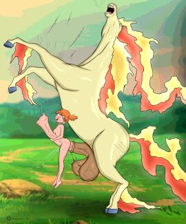 horse horsecock huge_cock hyper_penis hypertron interspecies kasumi_(pokemon) painful_penetration penetration penetration_from_behind pokemon pokemon_(species) pokephilia rapidash size_difference stomach_bulge stomach_deformation suspended_on_penis suspension zoophilia
